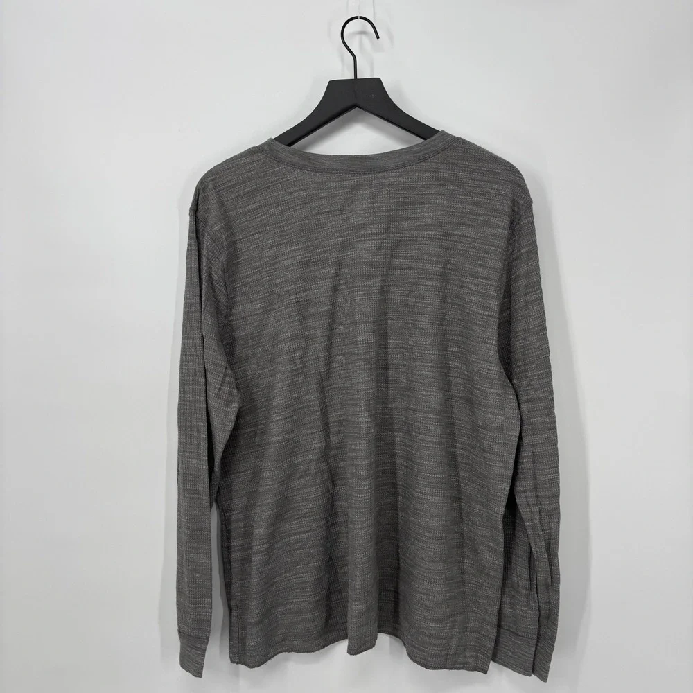 Fruit of the Loom Mens XXXL 3XG Long Sleeve Gray Thermal Knit Crewneck Shirt - Picture 2 of 9